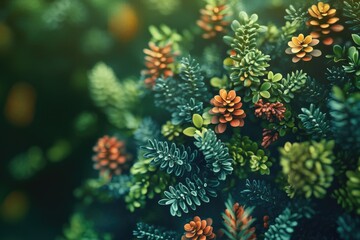 A detailed view of various types of greenery