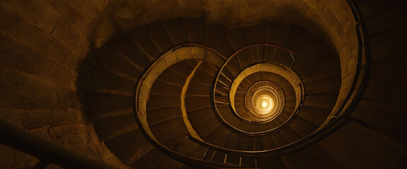 Golden Spiral Staircase with Artistic Lighting