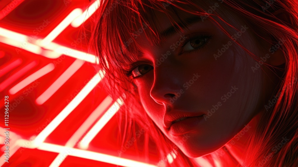 Poster a close-up shot of a person holding or using a red light source, potentially for artistic or everyda