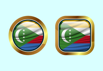 Glossy flag button of Comoros, High quality web button design