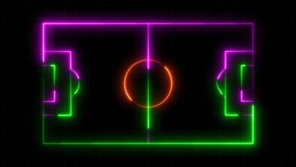 Animation of neon sports stadium on black background with neon lights , Neon sports stadium concept.