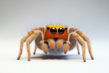 A close-up view of a spider sitting on a white surface