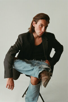Young man in studio