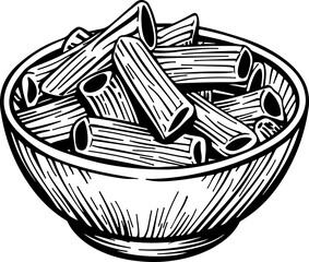Illustration of Penne Pasta in a Bowl