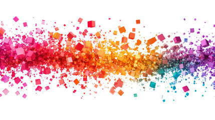 Naklejka premium Cascading burst of colorful geometric shapes transparent background