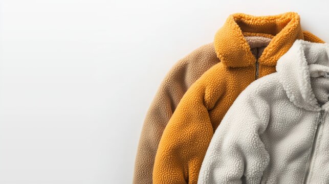 Fleece jacket sale banner template showcasing soft fleece jackets on a clean white background
