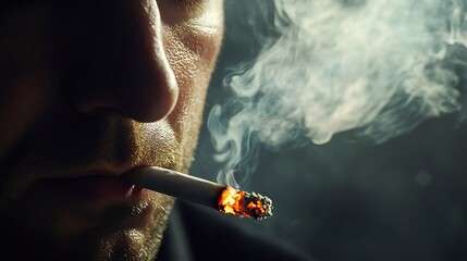 Fototapeta premium Smoking. Man with a cigarette. Bad habit.