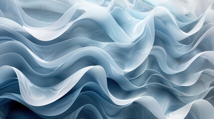 Fototapeta premium Abstract waves in soft blue tones, creating a fluid and serene visual effect.