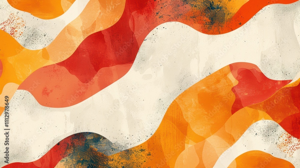 Poster abstract wavy pattern with warm colors and a textured background.