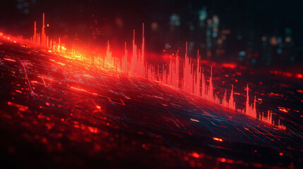 Fototapeta premium Red Digital Data Stream Abstract Technology Background