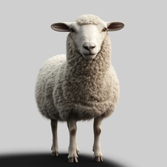 Fototapeta premium Sheep stands on transparent background. Animal poses confidently. Fluffy wool visible. Image suitable for various projects involving farm animals, eco themes, illustrating rural life. Could used for