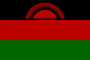 Obraz premium Malawi flag in official colors, dimensions and aspect ratio. Vector flag symbolizing national pride, identity, heritage, patriotism and authority