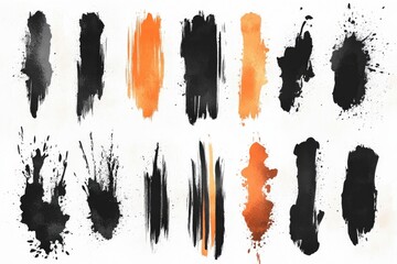 A collection of diverse brushstrokes on a clean white surface, suitable for use in design, art, or educational projects