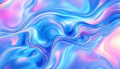 Iridescent abstract fluid patterns in soft blue and pink tones