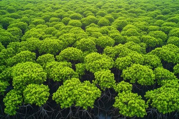 A cluster of trees sprouting from the ground, surrounded by soil and potential new growth