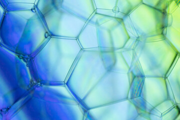 Bubble structure, gradient abstract background in green and blue