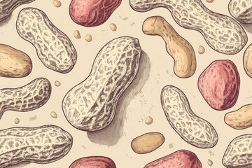 A table with a large pile of peanuts
