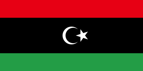 Libya flag in official colors, dimensions and aspect ratio. Vector flag symbolizing national pride, identity, heritage, patriotism and authority