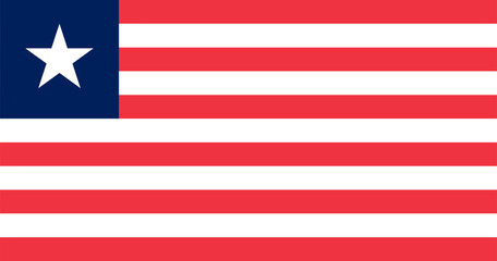 Liberia flag in official colors, dimensions and aspect ratio. Vector flag symbolizing national pride, identity, heritage, patriotism and authority