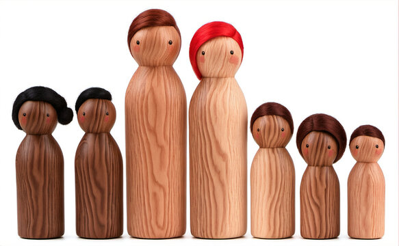 Peg doll adoptive family, 2 adults, 5 children