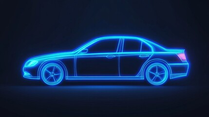 Fototapeta premium A minimalist side profile silhouette of a sleek, modern car.