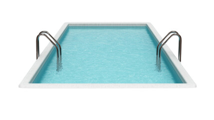 Rectangular Above-Ground Swimming Pool with Ladders Isolated on Transparent Background