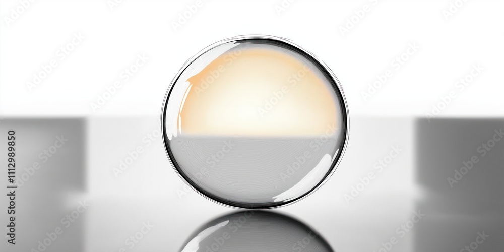 Poster Abstract transparent sphere with soft color gradient. Light tones contrast with darker shades within sphere. Modern design, minimalist aesthetic. Simple geometric shape. Abstract art, modern design