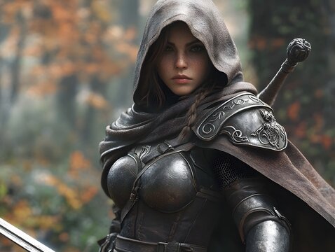 Portrait of a fantasy female Ranger pathfinder patrollie