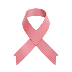 Pink Ribbon Tied Elegantly on White Background, Minimalist and Stylish Design