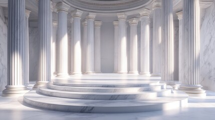 empty stage surrounded by columns
