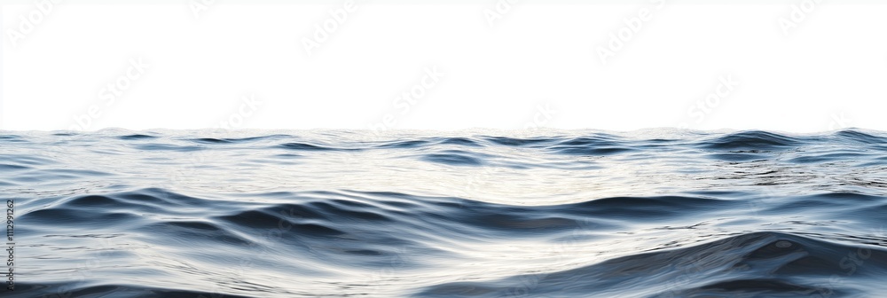 Aufkleber wide horizontal view of ocean water surface. calm waves ripple across the water. isolated on white b