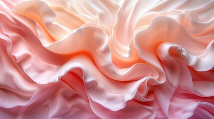 Obraz premium Abstract pastel pink and orange fabric texture with soft waves and folds.