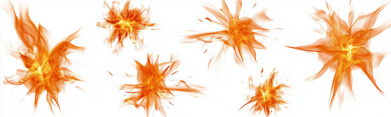 Naklejka premium Dynamic Explosions and Fiery Splashes in High-Resolution on White Background