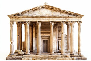 Obraz premium Ruined classical temple, columns, stone, steps.