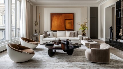 Bright living room showcasing modern furniture design.