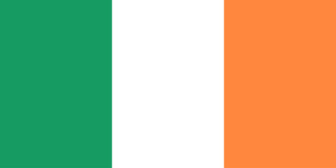 Ireland flag in official colors, dimensions and aspect ratio. Vector flag symbolizing national pride, identity, heritage, patriotism and authority