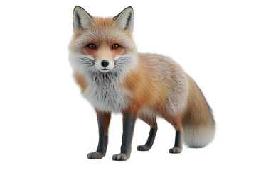 Obraz premium Perfectly drawn fox in a standing pose on an isolated background