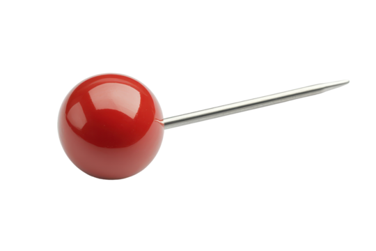 A pin with a red pearl that adds sophistication to the look