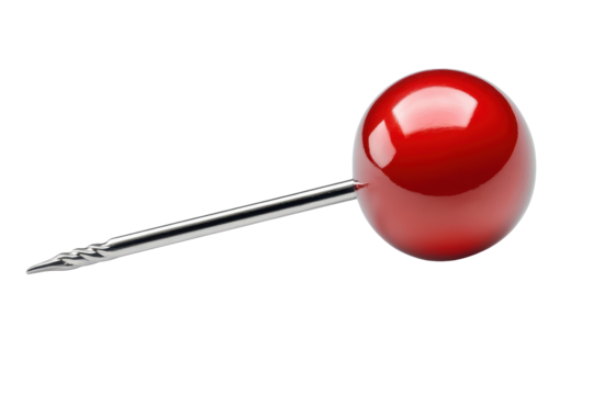 Stylish pin with a bright red pearl