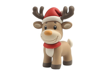 Naklejka premium Reindeer in Santa's hat Christmas cartoon