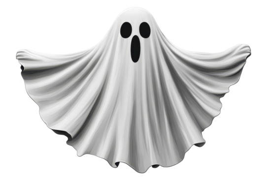 Vintage Halloween ghost in retro style, illustration in cartoon form