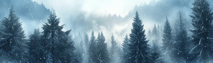 Obraz premium Abstract winter landscape. Sunlight in snowy forest. Winter forest panorama. Bright winter nature