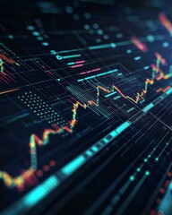 Vibrant digital stock market chart showcasing financial trends and data analysis.