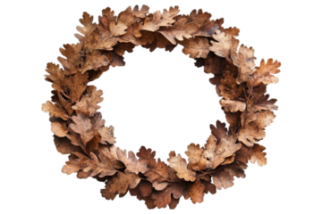 Round autumn frame with leaves