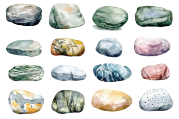 Sandstone boulders watercolor icons