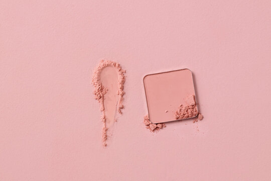 Close-Up of Pink Blush Powder on Pink Background