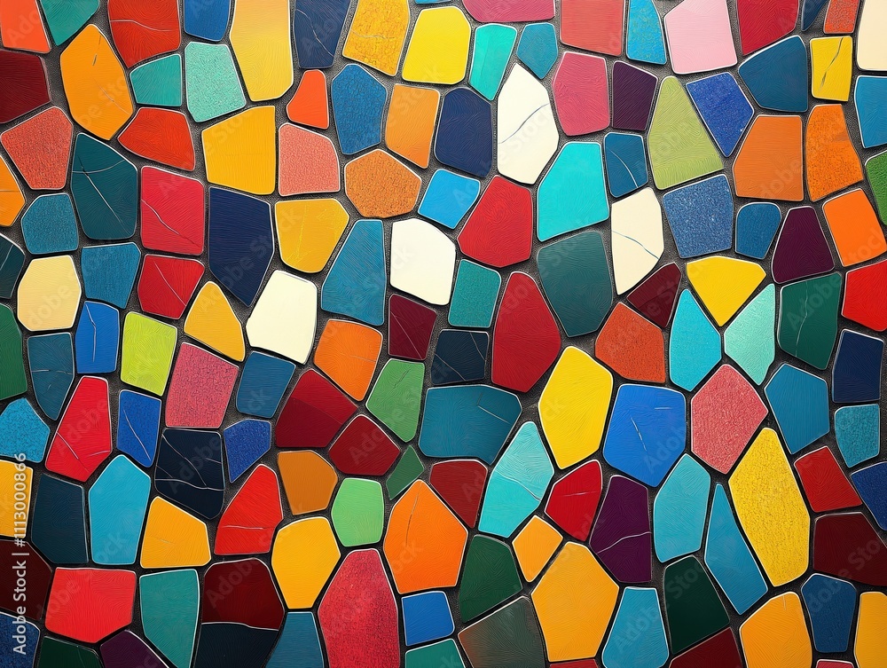 Poster colorful mosaic pattern with many different colors. abstract design. geometric shapes. vibrant color
