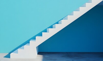 minimalist design featuring simple, white stairs leading up to a large