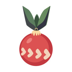 Red Christmas tree ball, vector illustration isolated from background. Decoration for Christmas tree. Red bauble. Symbol of Happy New Year and Christmas celebration