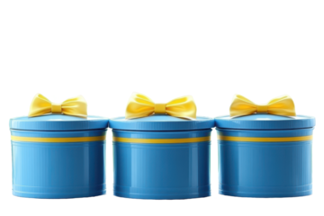 Boxes that bring joy  blue boxes with bright yellow bows